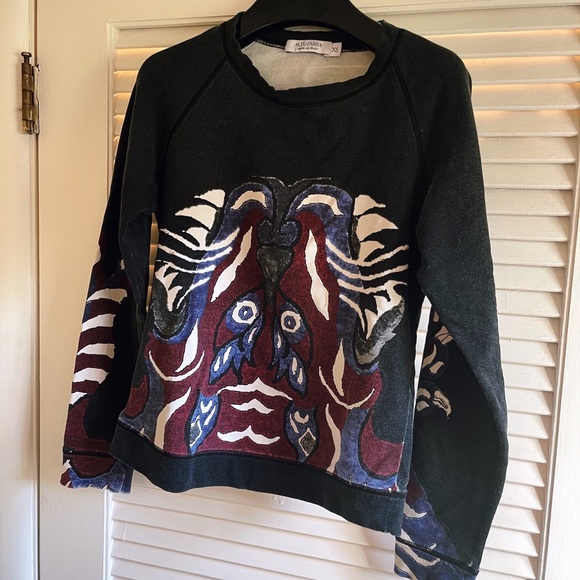 Authentic Altuzarra $895 Abstract Dark Grey and Maroon Sweatshirt - Picture 2 of 9
